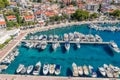 Aerial view of Baska Voda town with harbor in Makarska riviera, Dalmatia, Croatia Royalty Free Stock Photo