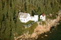 Aerial view of Bass Harbor Head Lighthouse, Acadia National Park, Maine, west side of Mount Desert Island