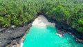 Aerial view of a Battery Beach in Sao Tome and Principe, Equator Island in Africa Royalty Free Stock Photo