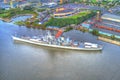 Aerial View of Battleship New Jersey Royalty Free Stock Photo