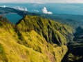 Aerial view of Batur caldera and lake with forest in Bali Royalty Free Stock Photo