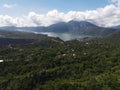 Aerial view of Batur lake Kintamani Bali with cloud in the background Royalty Free Stock Photo