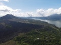 Aerial view of Batur lake Kintamani Bali with cloud in the background Royalty Free Stock Photo