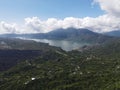 Aerial view of Batur lake Kintamani Bali with cloud in the background Royalty Free Stock Photo