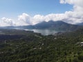 Aerial view of Batur lake Kintamani Bali with cloud in the background Royalty Free Stock Photo