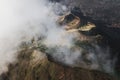 Aerial drone view of Batur volcano caldera in Bali Royalty Free Stock Photo