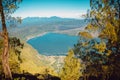 Aerial view of Batur volcano with lake Royalty Free Stock Photo