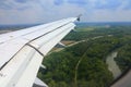 Bavarian countryside from air with the Isar river