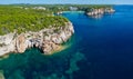 Aerial view of Bay Cala Galdana at south coast of Menorca Royalty Free Stock Photo