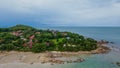 Aerial view of beach at beautiful tropical island near ocean.Thailand Asia. Drone. Royalty Free Stock Photo