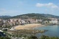 Aerial view of beach in Castro Urdiales, Cantabria, Spain. Royalty Free Stock Photo