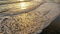 Aerial view of a beach with children playing in the water at sunset. In the Dominican Republic. Children play in the Royalty Free Stock Photo