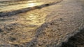 Aerial view of a beach with children playing in the water at sunset. In the Dominican Republic. Children play in the Royalty Free Stock Photo