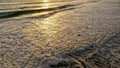 Aerial view of a beach with children playing in the water at sunset. In the Dominican Republic. Children play in the Royalty Free Stock Photo