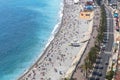 Aerial view of beach in City of Nice, Cote d'Azure, France