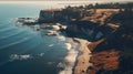 Aerial View Of Beach And Cliffs Tonalist Color Scheme And Cinematic Sets Royalty Free Stock Photo