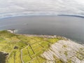 Aerial view of beach and farm fields in Inisheer Island