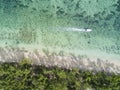 Aerial view beach front with boat