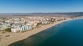 Aerial view of the beach and hotels in Sunny Beach, Bulgaria. Sunny Beach Slanchev Bryag is a major seaside resort on the Black Royalty Free Stock Photo