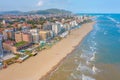 Aerial view of the beach in Italian town Pesaro Royalty Free Stock Photo