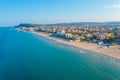 Aerial view of the beach in Italian town Pesaro Royalty Free Stock Photo