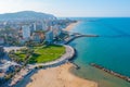 Aerial view of the beach in Italian town Pesaro Royalty Free Stock Photo