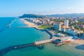 Aerial view of the beach in Italian town Pesaro Royalty Free Stock Photo