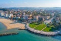 Aerial view of the beach in Italian town Pesaro Royalty Free Stock Photo