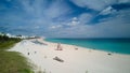 Aerial view of a beach in Key Biscayne on a sunny day in Miami, Florida Royalty Free Stock Photo