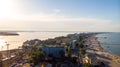 Aerial view of beach in Mamaia, Constanta, popular tourist place and resort on black sea in a Romania Royalty Free Stock Photo