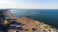 Aerial view of beach in Mamaia, Constanta, popular tourist place and resort on black sea in a Romania Royalty Free Stock Photo