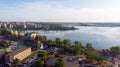 Aerial view of beach in Mamaia, Constanta, popular tourist place and resort on black sea in a Romania Royalty Free Stock Photo