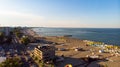 Aerial view of beach in Mamaia, Constanta, popular tourist place and resort on black sea in a Romania Royalty Free Stock Photo