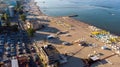 Aerial view of beach in Mamaia, Constanta, popular tourist place and resort on black sea in a Romania Royalty Free Stock Photo