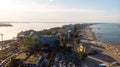 Aerial view of beach in Mamaia, Constanta, popular tourist place and resort on black sea in a Romania Royalty Free Stock Photo