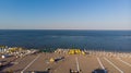 Aerial view of beach in Mamaia, Constanta, popular tourist place and resort on black sea in a Romania Royalty Free Stock Photo