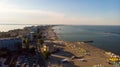 Aerial view of beach in Mamaia, Constanta, popular tourist place and resort on black sea in a Romania Royalty Free Stock Photo