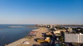 Aerial view of beach in Mamaia, Constanta, popular tourist place and resort on black sea in a Romania Royalty Free Stock Photo