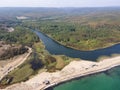 Aerial view of beach at the mouth of the Veleka River, Bulgaria Royalty Free Stock Photo