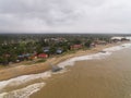 Aerial view of a beach in pantai cahaya bulan. monsoon season