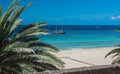 Aerial view on the beach in Playa del Matorral in Morro Jable, Canary Island Fuerteventura, Spain Royalty Free Stock Photo