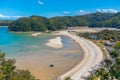 Aerial view of beach at Torrent bay at Abel Tasman national park in New Zealand Royalty Free Stock Photo