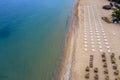 Aerial view of the beach with umbrellas. Sea beach coastline Royalty Free Stock Photo