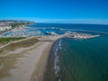 Aerial view of the beach in Vilanova i la Geltru in Barcelona, Spain