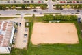 Aerial view of beach volleyball court in Kuldiga, Latvia Royalty Free Stock Photo