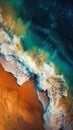 Aerial View of Beach Waves and Sand