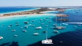 Aerial view of the beaches of Ses Illetes on Formentera Royalty Free Stock Photo