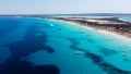Aerial view of the beaches of Ses Illetes on Formentera Royalty Free Stock Photo