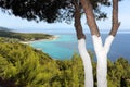 Aerial view of beaches at Sithonia