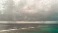 Aerial view of beauitful ocean with storm approaching